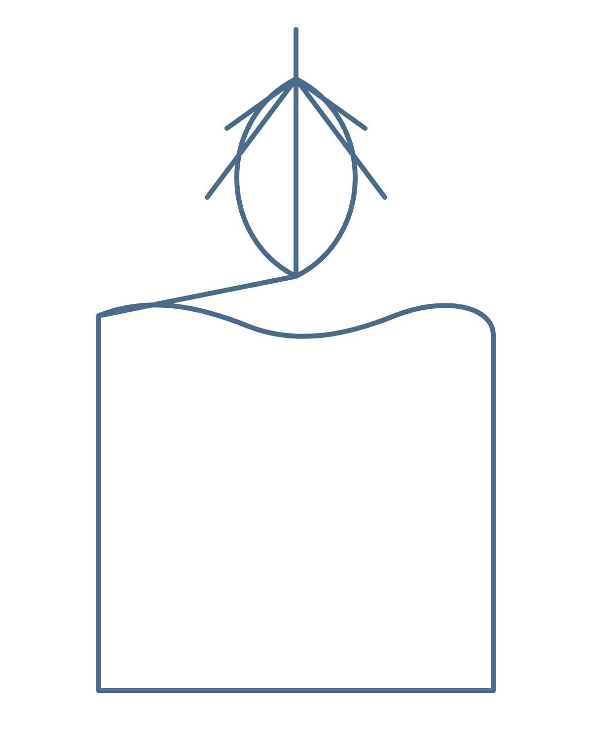 Continuous line drawing of a sun rising over rolling hills, symbolizing the world to be.