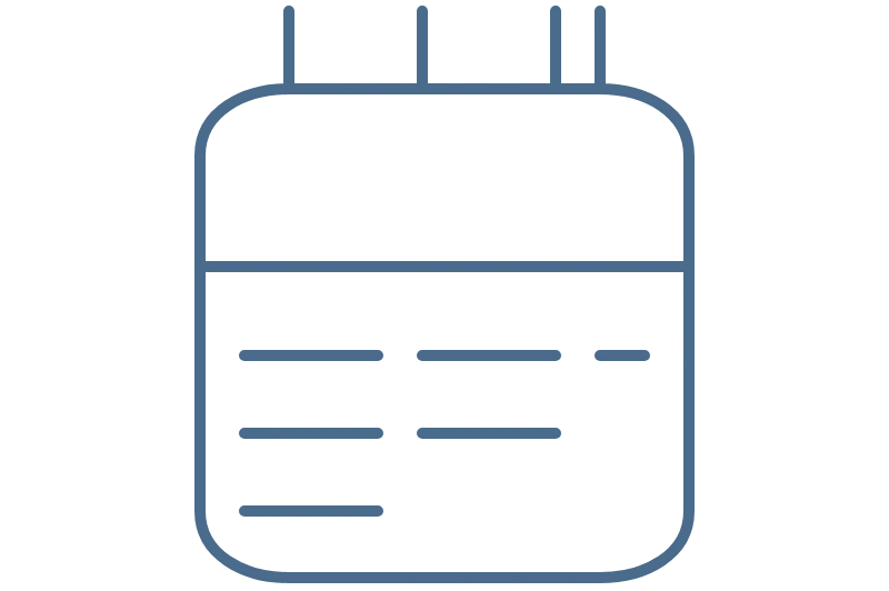 Continuous line drawing of a calendar page, symbolizing dating and attribution.