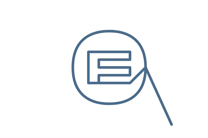 Continuous line drawing of a magnifying glass, symbolizing primary research.